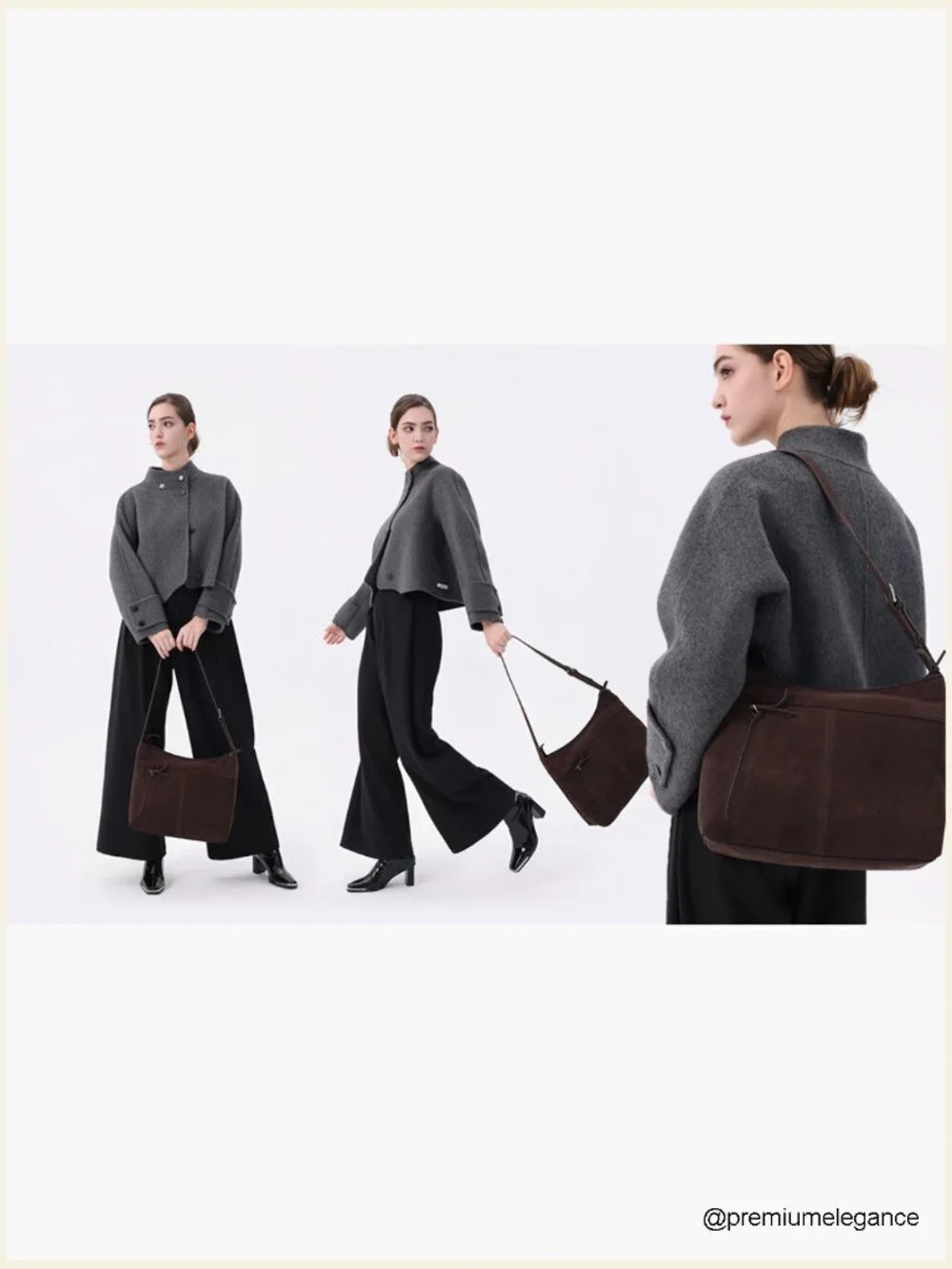 Slouchy Suede Leather Shoulder Crossbody Hobo Tote with Zip Top Pocket